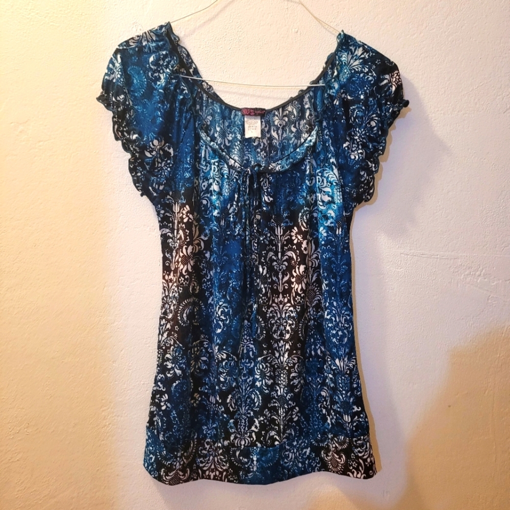 AGENDA Y2k Off Shoulder keyhole Tie sz Large Top - Picture 2 of 7